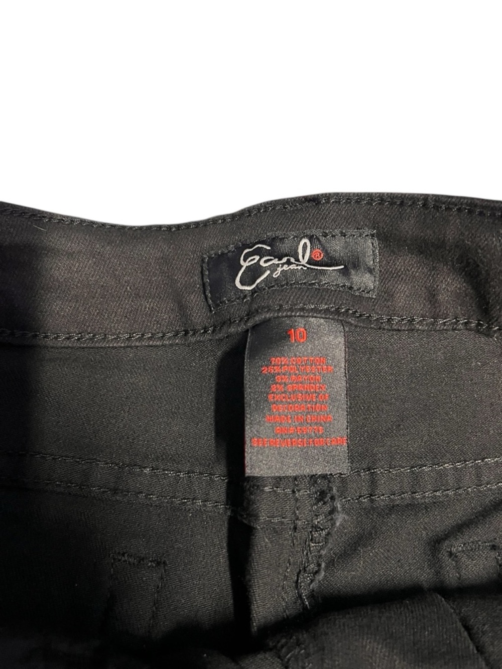 Earl Jeans Black Cropped Embroidered Capris Sz 10 - Picture 4 of 5